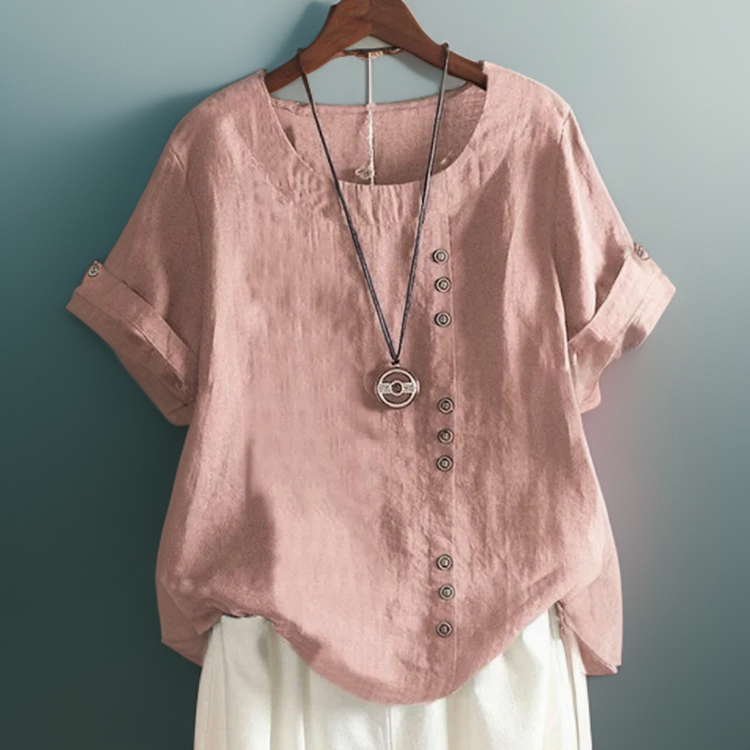 Joline round neck button-up T-shirt