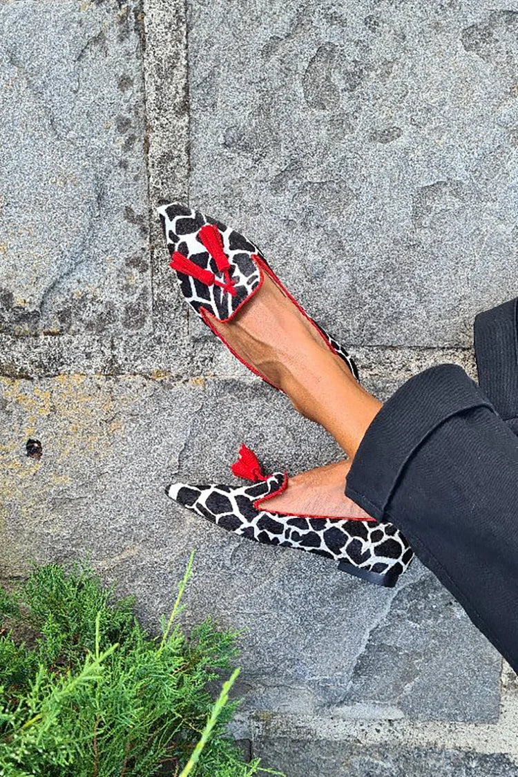BELMONTE MILANO | ANIMAL PRINT LOAFER WITH RED TASSELS