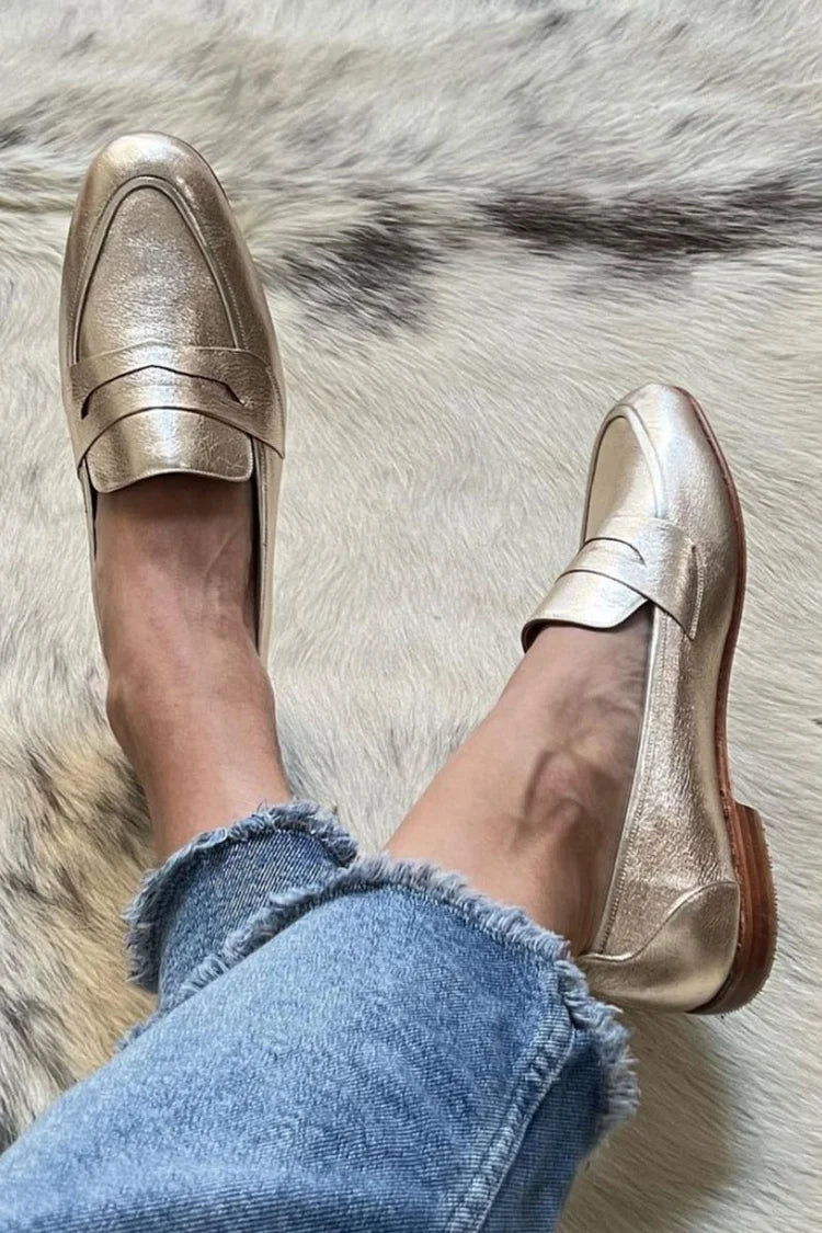 BELMONTE MILANO | SHINY LIGHT GOLD LOAFER