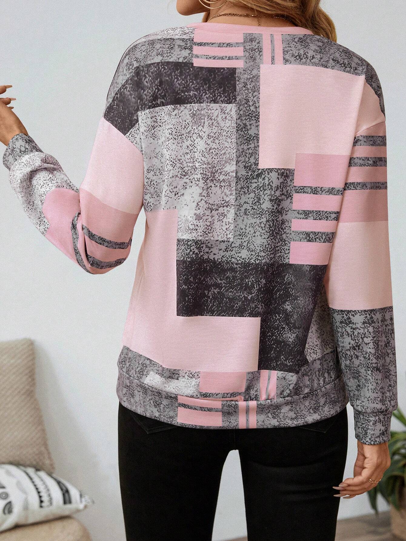 Mara – Graphic Print Sweater with Zipper