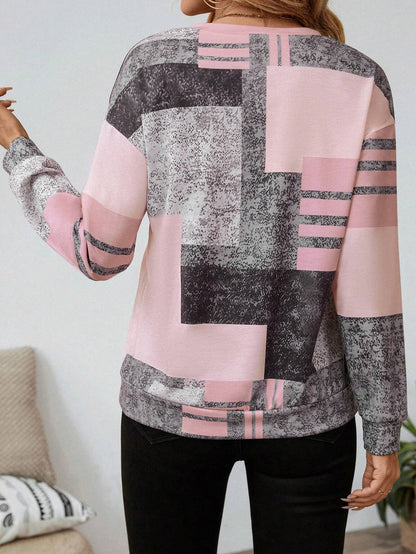 Mara – Graphic Print Sweater with Zipper