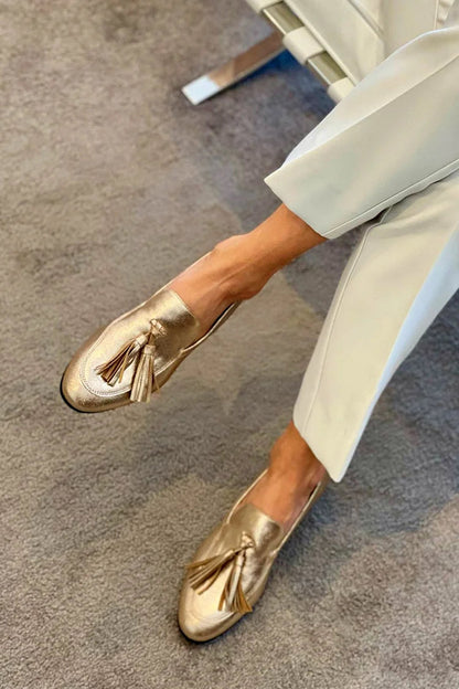 BELMONTE MILANO | GOLD LOAFER WITH TASSELS