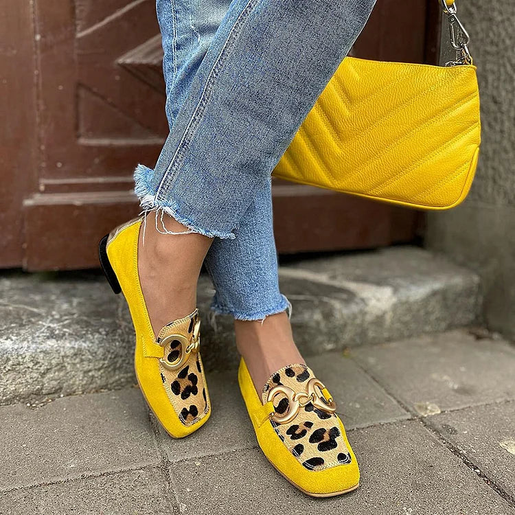 BELMONTE MILANO | YELLOW LOAFER WITH ANIMAL PRINT DETAIL