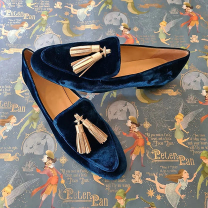 BELMONTE MILANO | MIDNIGHT ELEGANCE LOAFER WITH CHAMPAGNE TASSELS