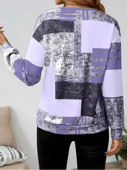 Mara – Graphic Print Sweater with Zipper