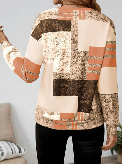 Mara – Graphic Print Sweater with Zipper