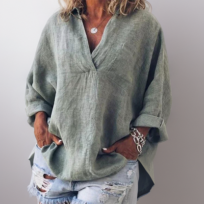 Lorie┃Comfortable long-sleeved shirt with V-neck