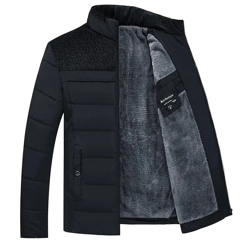 Men's winter jacket with warm fleece lining - classic and stylish