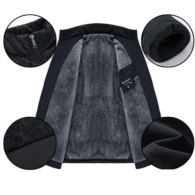 Men's winter jacket with warm fleece lining - classic and stylish